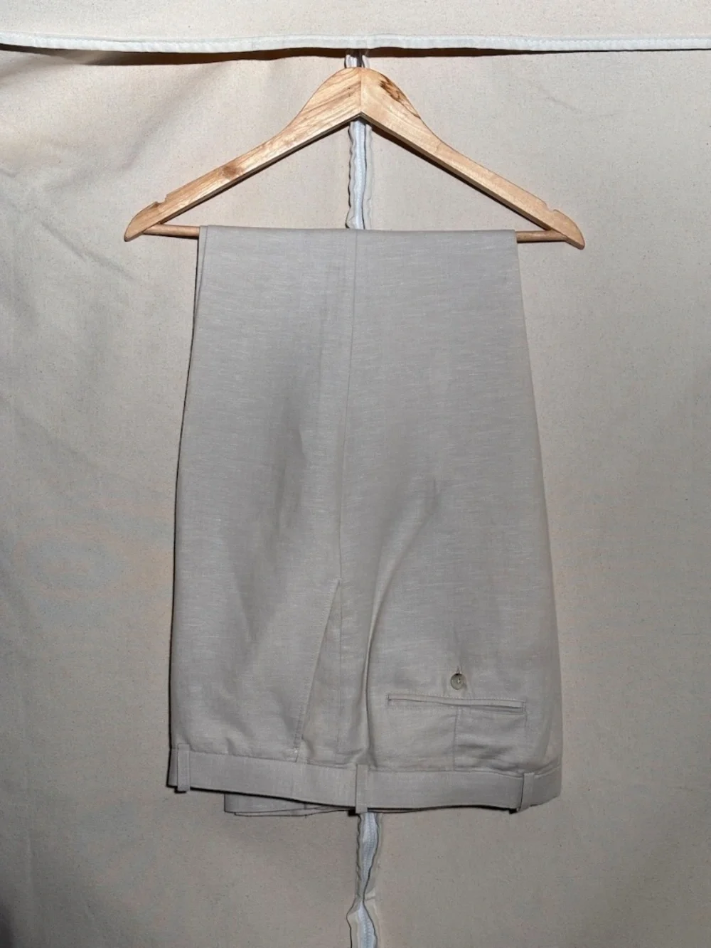 Men's Perry Ellis Linen Slacks 36/34 Full Leg Creme